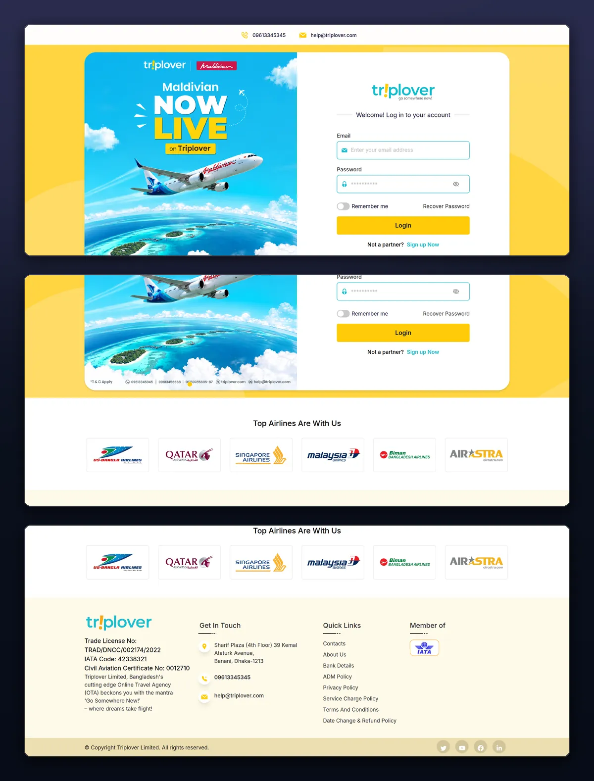 Screenshots of Triplover, B2B Online Travel Agency